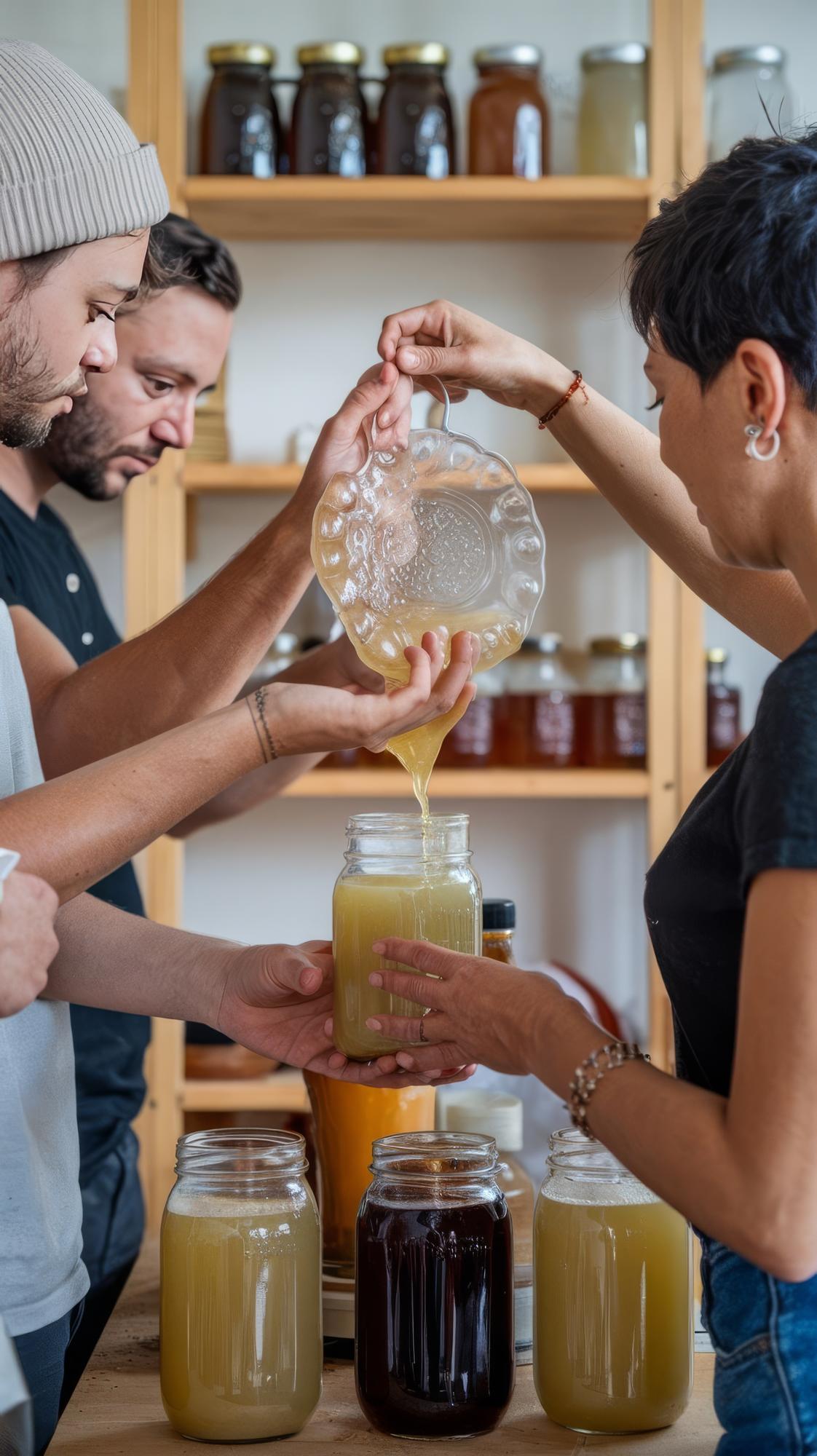 Instructor demonstrating fermentation jar